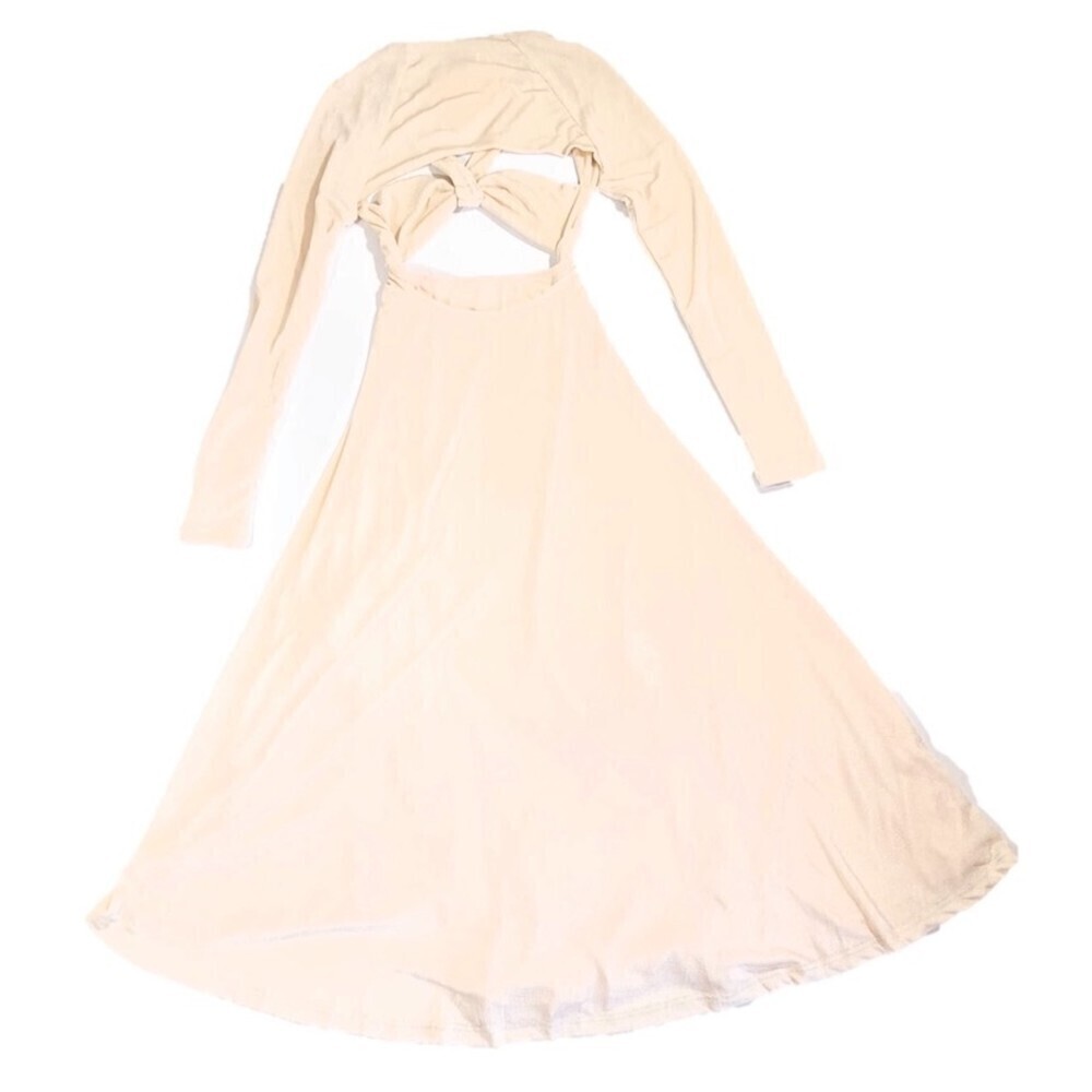 NWT Alamour the Label Satori Cream Knotted Cut Out Midi Dress French Girl Glam - Picture 7 of 10